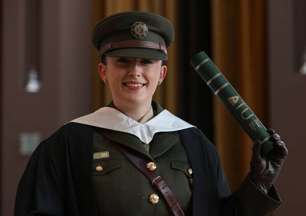 Lieutenant Shannon Edge of Newbridge graduating with a Bachelor of Engineering (Honours) in Civil Engineering from ATU Photo:Aengus McMahon 
