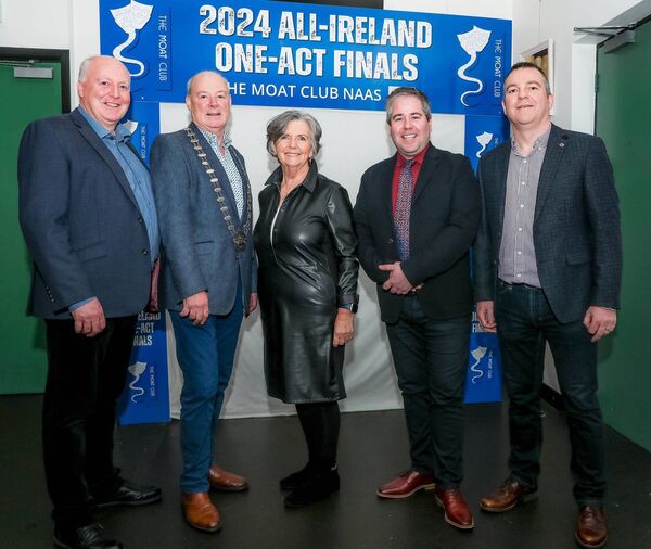 Padraic Doyle (Festival Director), Liam Hanoway (Chairman ADCI), Imelda McDonagh (Adjudicator), Edward Hayden (Chairman DLI) and John Lennon (Festival Secretary)