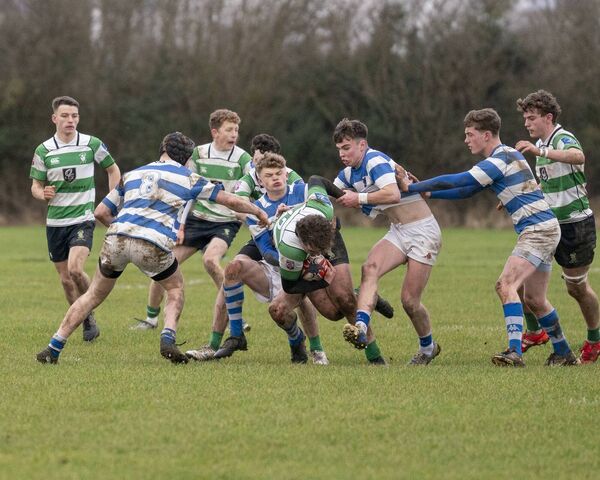 Athy's Ronan Kelly was not letting Naas Zach Kennedy through Photo: Aisling Hyland