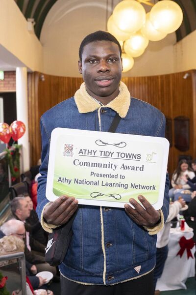 Peract Thobani Nleya was very happy with the Athy National Learning Network Award Peract Thobani Nleya was very happy with the Athy National Learning Network Award