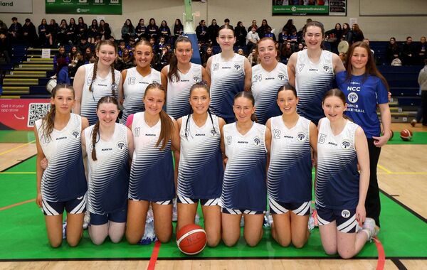 The Naas Community College team who were beaten in the Basketball Ireland All-Ireland U19 B Girls Schools Final at the National Basketball Arena in Dublin Photo: ©INPHO/Ryan Byrne