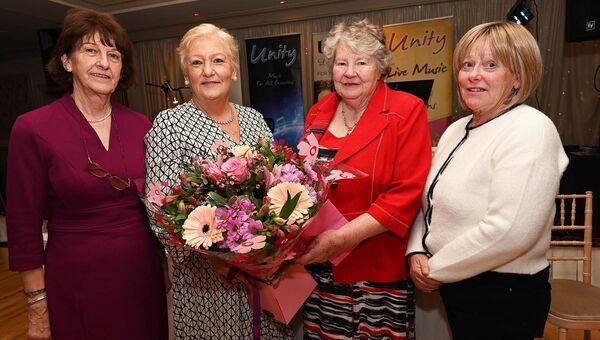 Special Presentation to Mary Doyle 50 years as committee and chairperson Monasterevin Senior Citizen Mary Delaney, Trisha Buckley, Mary Doyle and Cathy Cullen chairperson 