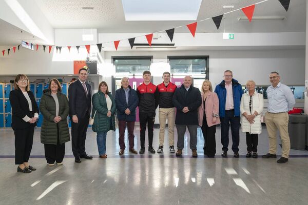 Ardscoil Na Trionoide senior football team presented with their with their new gear for the Leisnter Final Photo: Aisling Hyland