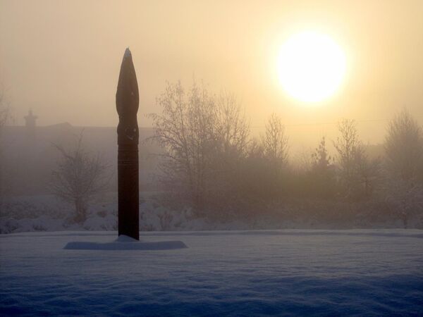 An atmospheric daytime fog at the Dun Ailinne Interpretive Park 'spear' sculpture commissioned by KCA