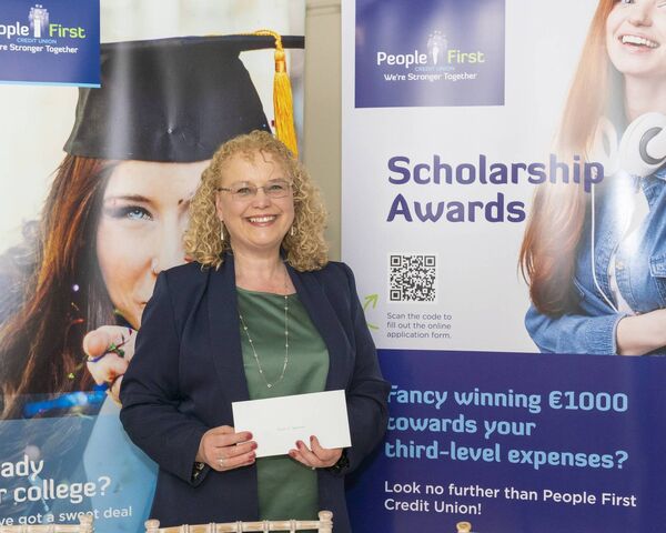 Jackie Joy collecting a scholarship award on behalf of her son Oisin O Donohue of Ardscoil Na Trionoide Jackie Joy collecting a scholarship award on behalf of her son Oisin O Donohue of Ardscoil Na Trionoide