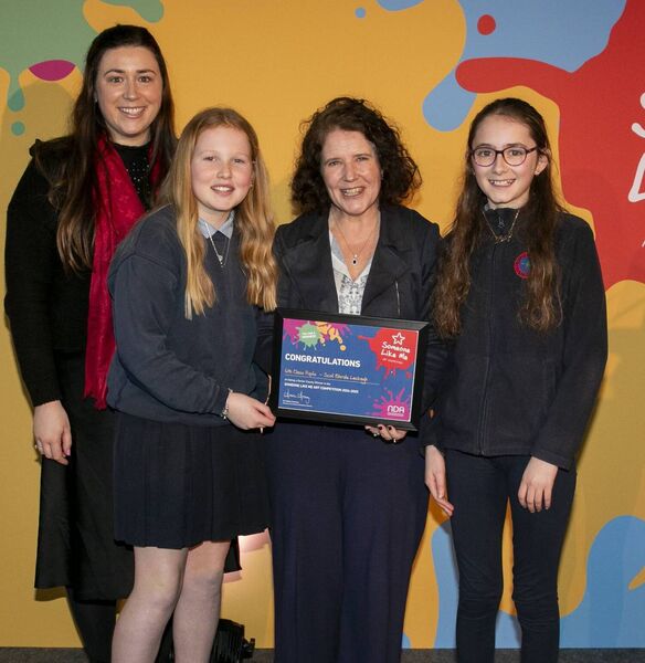 Pictured from left to right are Scoil Bhride Lackagh teacher Ciara Murphy; 6th class pupil Elsie Noons; and Dr Aideen Hartney
