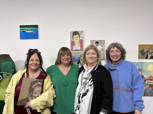 Local artist Johanna Lyons, Carmel Day Sinder, performer and youth mentor, Cathaoirleach Aoife Breslin, artist Cathy Callan