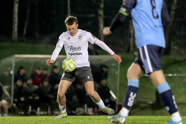 Wexford's James Crawford scores his sides first goal in their win over UCD at the UCD Bowl Photo: ©INPHO/Dan Clohessy