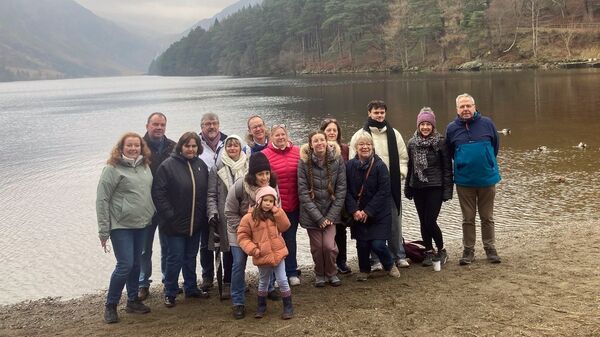 The visitors and some of their hosts at Glendalough.