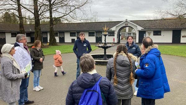 Taking a tour at the Irish National Stud.