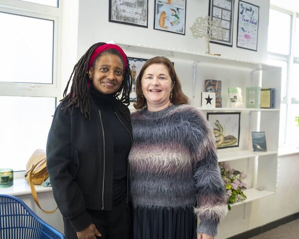 English teacher Orla Kelly with Tracy K Smith