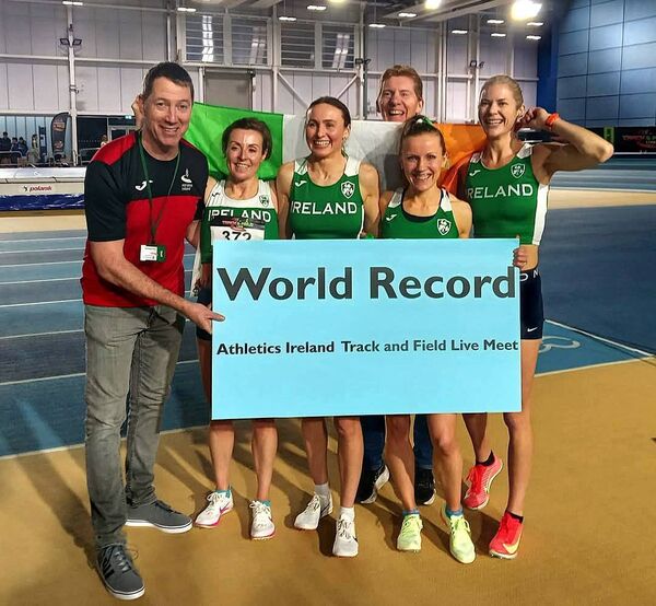 Over 40 World Record breaking team, Michelle Cox 3rd from left.