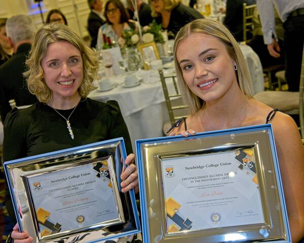 Special guest, para-olympian Helen Kearney, and singer songwriter Lea Heart, with their ‘Distinguished Alumni Awards’ 