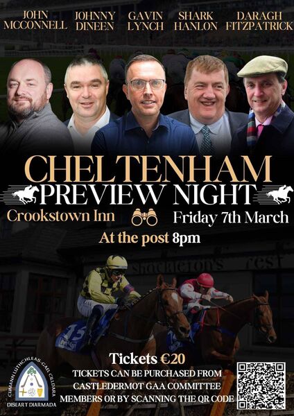 Castldermot are hosting a Cheltenham Preview Night in the Crookstown Inn