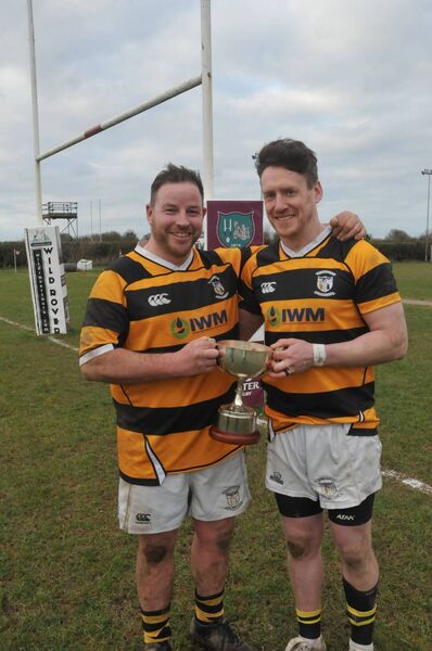 David Morgan and Fergal Doyle with the Division 2B trophy Photo: Martin Rowe 
