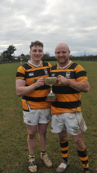 William Jennings (Vice-Captain) and Denis Clarke (Captain) with the Division 2B trophy Photo: Martin Rowe 