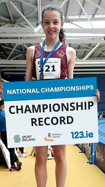 Florence Harte (Crookstown Millview) set a championship record in the u15 Triple Jump
