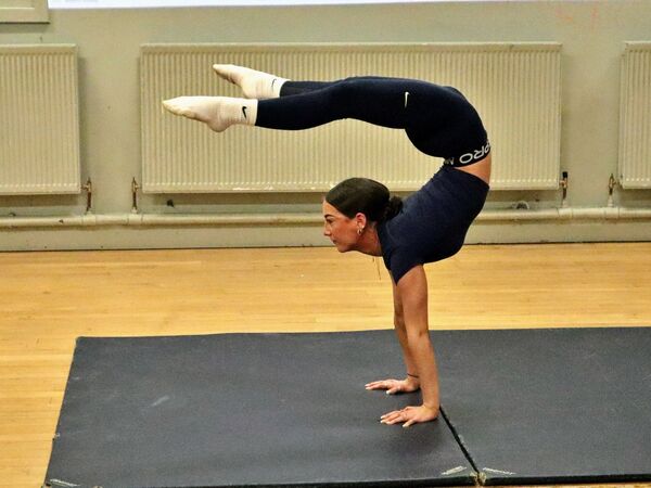 Miya O'Byrne gave a gymnastic display