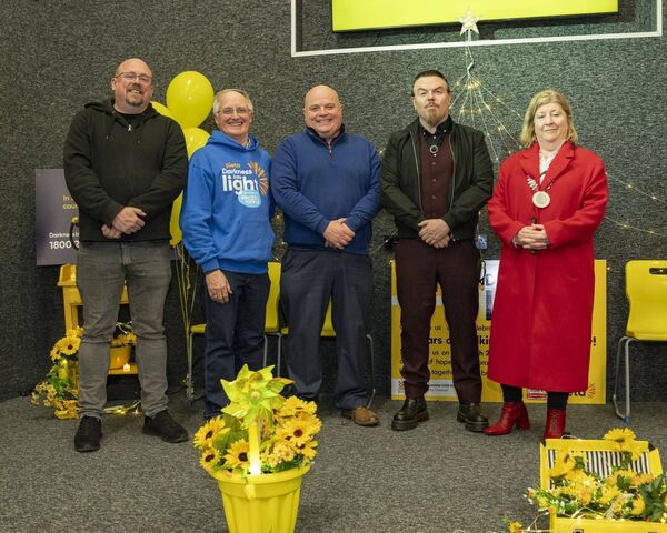 Mark Leigh, Richard Daly, Mark Wall TD, Jack L and cathaoirleach Aoife Breslin at the launch