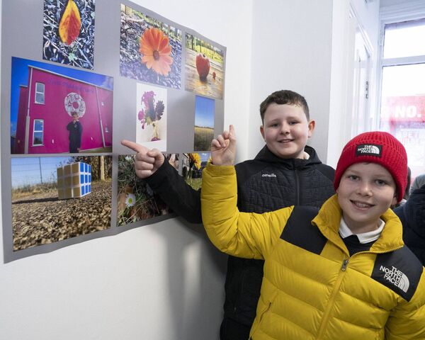 Ben and Fionn from Scoil Phádraig Naofa with their photos in the 'Reclaiming the workhouse' exhibition at Athy's Art House Photos: Aisling Hyland Ben and Fionn from Scoil Phádraig Naofa with their photos in the 'Reclaiming the workhouse' exhibition at Athy's Art House Photos: Aisling Hyland