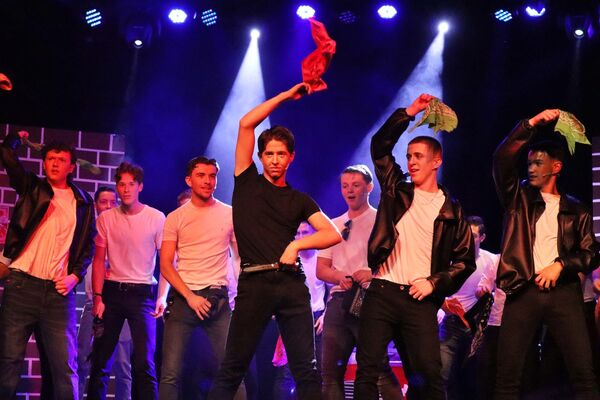 Sean Plunkett as Danny with his T-Birds friends Sean Plunkett as Danny with his T-Birds friends