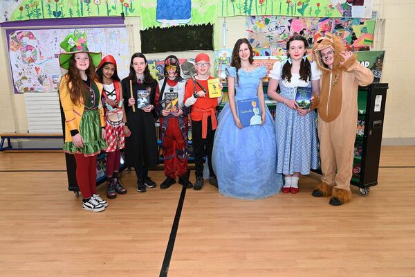 Sixth class pupils getting into the spirit of World Book Day at Nurney NS 