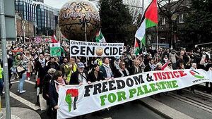 BDS co-founder addresses Palestine solidarity protest in Dublin BDS co-founder addresses Palestine solidarity protest in Dublin