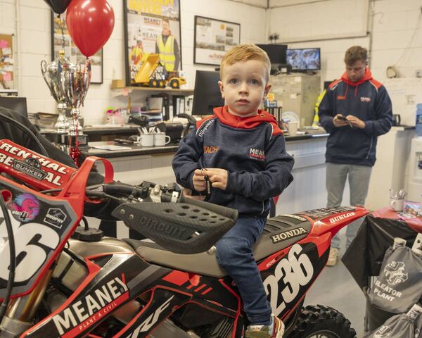 Caoimhin on the motor bike which Meaney Plant Hire is a sponsor Caoimhin on the motor bike which Meaney Plant Hire is a sponsor