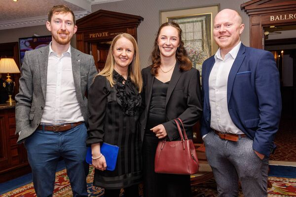 Micheál Downey, Marian Keating, Saoirse Treacy and Brian Stapleton at Michael Carew’s retirement function in the Seven Oaks Hotel Micheál Downey, Marian Keating, Saoirse Treacy and Brian Stapleton at Michael Carew’s retirement function in the Seven Oaks Hotel