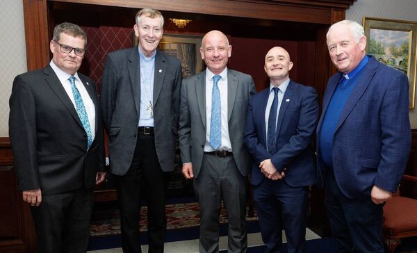 Michael Carew with Michael Regan chairperson Board of Management, Bishop Denis Nulty, John Maye principal and Fr John Dunphy Michael Carew with Michael Regan chairperson Board of Management, Bishop Denis Nulty, John Maye principal and Fr John Dunphy