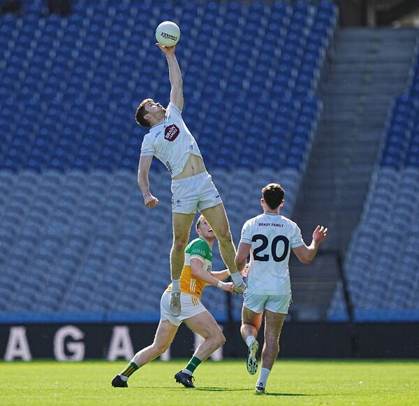 Kevin Feely makes a spectacular one handed catch against Offaly at Croke Park Photo: ©INPHO/James Lawlor