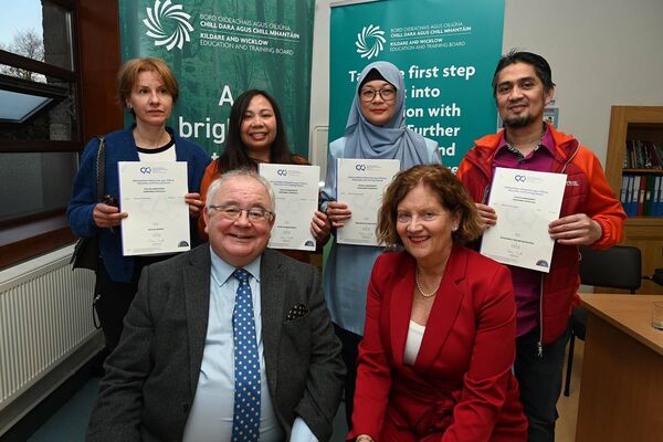 Nadiia Sabova, Jelabilyn Kwasnewicz, Nur Hidayah Cheng Hong, Mohammad Fakio, Sean ó Fearghaill TD and Dr Deirdre Keyes 