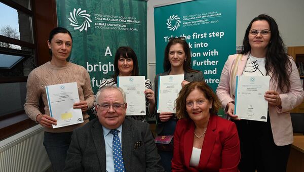 Parascovia Ciorici, Janice Lynch, Doina Tudor and Aniela Gug, Sean ó Fearghaill TD and Dr Deirdre Keyes CEO KWETB 