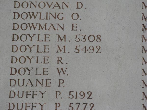 Moses's Doyle inscription on the Menin Gate in Ieper, Belgium