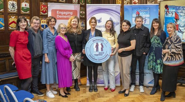 Irene Hartigan (UCC). Mike Hanrahan, Fiona Foley ( National Dementia), Helen Rochford Brennan (Demntia Ambassador), Kim Tully (Engaging Dementia), Michelle Kelly (National College of Ireland), Carmen Elise Pocknell (Researcher UCC), Ana Terres (HSE Research), Matthew Gibb(DSIDC), Lindsay Fenlon Martin and Carmel Geoghegan( Dementia Ireland)