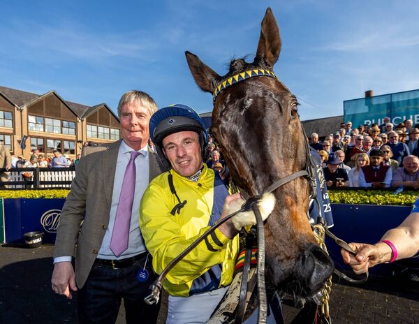 Sean Flanagan and trainer Barry Connell celebrate winning The William Hill Champion Steeplechase (Grade 1) with Marine Nationale Photo: ©INPHO/Morgan Treacy Sean Flanagan and trainer Barry Connell celebrate winning The William Hill Champion Steeplechase (Grade 1) with Marine Nationale Photo: ©INPHO/Morgan Treacy