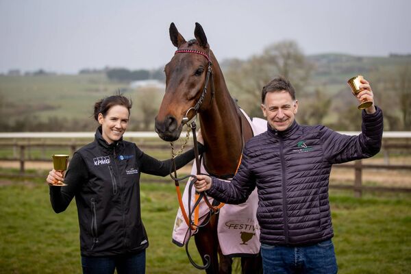 Homecoming Of Cheltenham Gold Cup Winner A Plus Tard who landed the race for Rachael Blackmore and trainer Henry de Bromhead back in 2022.