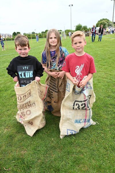 Harry Eoigan, Aoibheann and Cameran Champ Sack Race 
