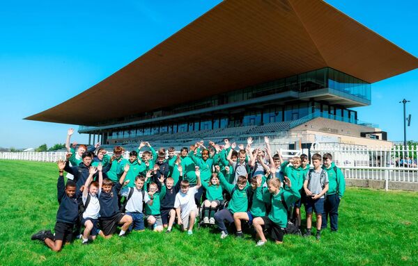 Students from St Peters NS, Monasterevin at the Curragh Racecourse