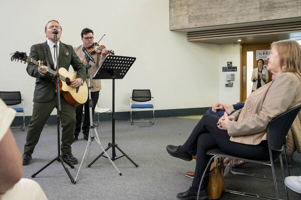 Jane Sanders was treated to music from Jack L and Joe Byrne
