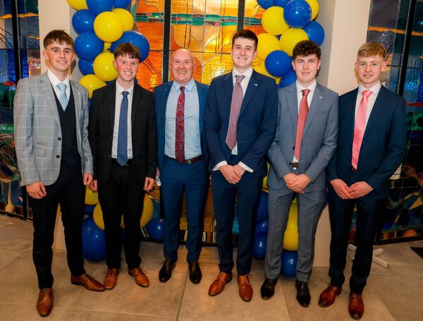 Principal BenTravers with Jacques Paquin, Joseph Ryan, Conor McGrane, Lorcan Byrne and Charlie Carr