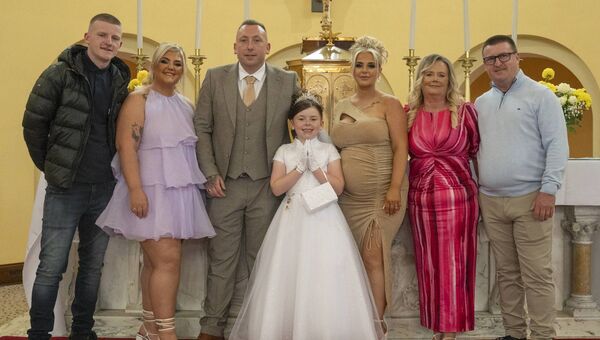 Skylar Moore Stynes and family at Scoil Phádraig Naofa