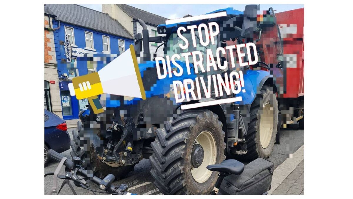 Tractor driver caught holding mobile phone on busy Kildare street