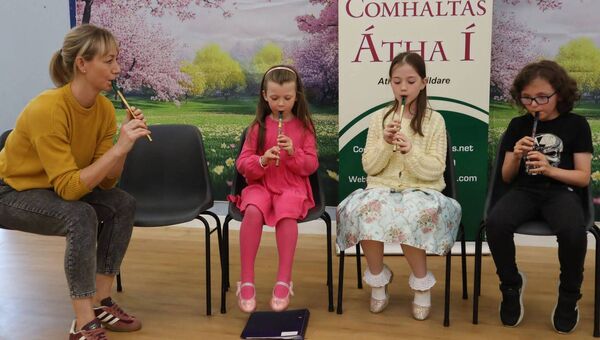 Sive with some of her tin whistle students