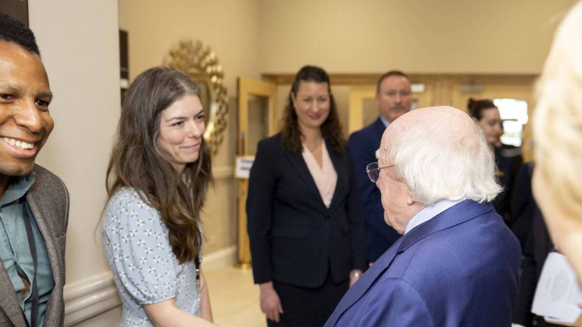 Kildare woman presents award to Michael D Higgins
