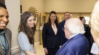 Kildare woman presents award to Michael D Higgins