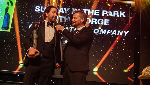 Cian O'Dowd, accepting the Best Overall Show Award with MC Fergal D'Arcy
