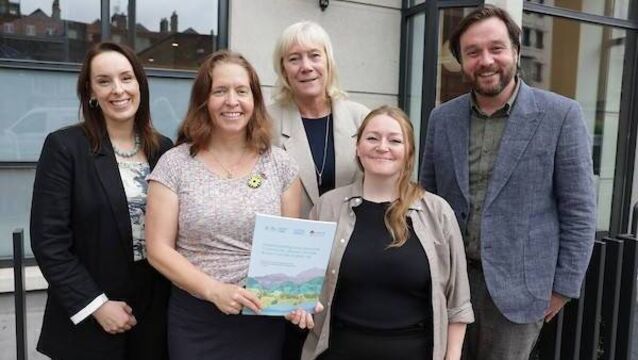 <p>Ali Sheridan, Chair of the Just Transition Commission,Prof Jennie Stephens, Maynooth University, Anna Shakespeare, Pobal, Aoife Hammond, Common Knowledge, Seán McCabe, Bohemian Football Club</p>