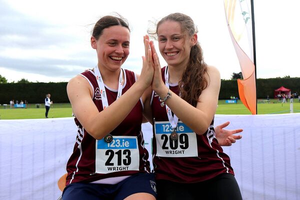 Sisters Holly and Cara Wright won medals in the U23 and U20 discus respectively (Crookstown-Millview) Photo: Perri Williams