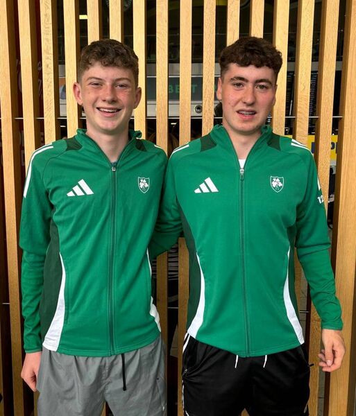 Ronan Keaney (left) with Irish team mate Padraig Duffy competing in the Steeplechase at the SIAB International